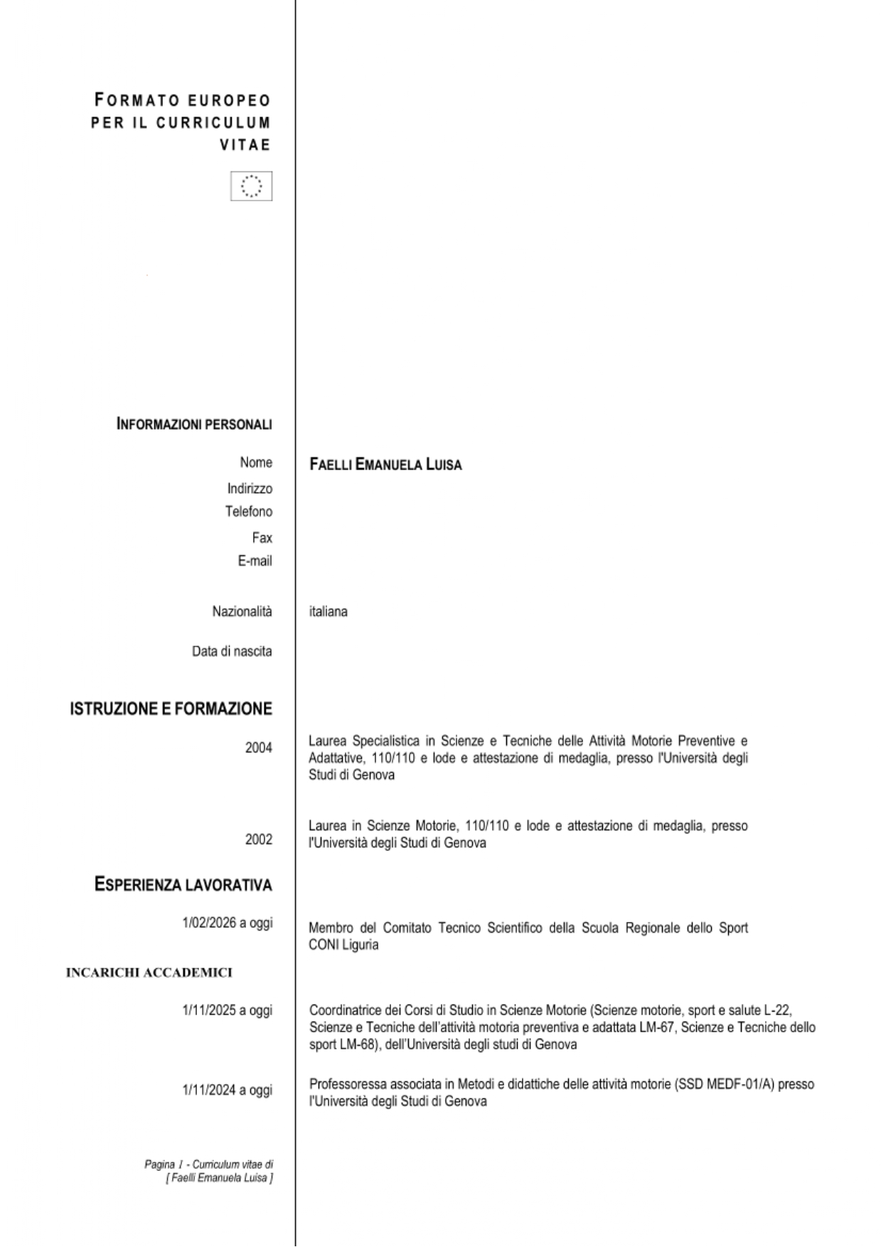 CV Europeo Faelli 1 page